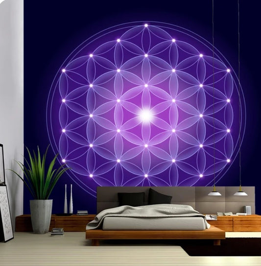 Wall hanging tapestry flower of life