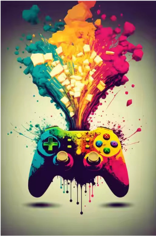 Colorful Game Controller Wall Art Poster