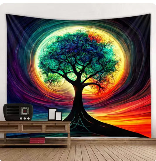 Vibrant multicolor tree tapestry