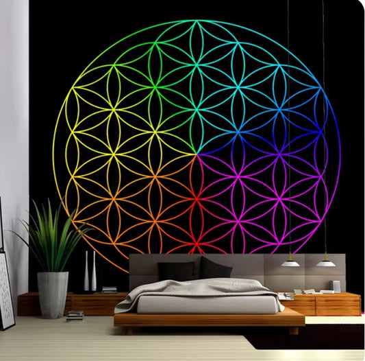 Multicolor Wall hanging tapestry  flower of life