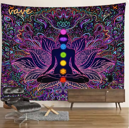 7 Chakra Meditation Statue Tapestry