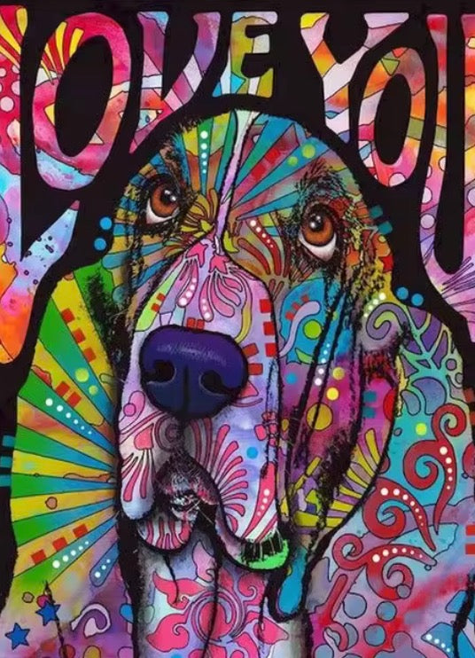 colorful Psychedelic dog canvas