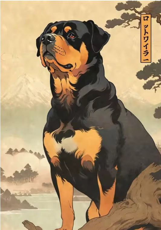 Japanese mountain vintage Rottweiler poster