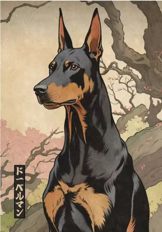 Japanese Vintage Doberman Poster